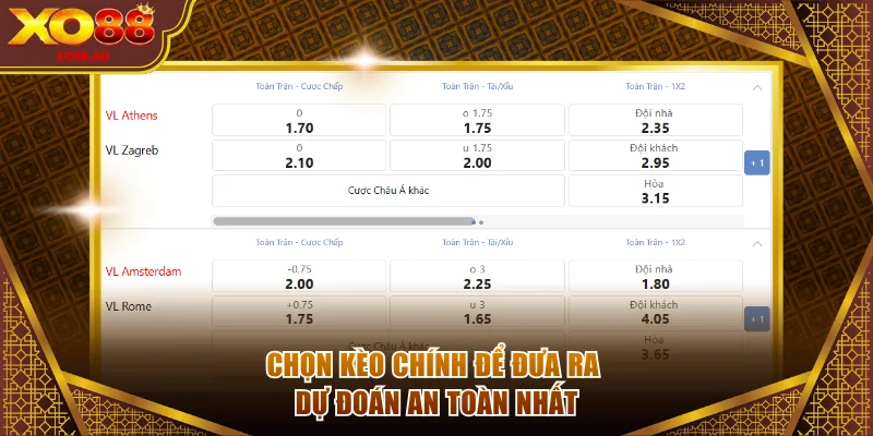 Chọn kèo chính để đưa ra dự đoán an toàn nhất