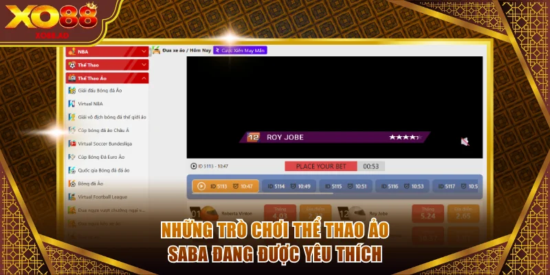 Những trò chơi thể thao ảo SABA đang được yêu thích